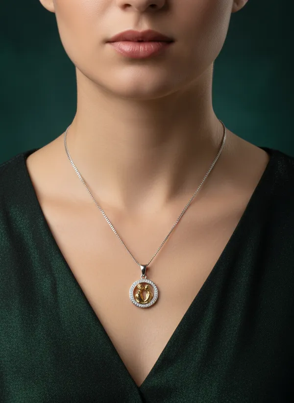 Pendant_With_Crystal_Halo_Two_Tone_Silver_Gold_Plated_Kissing_Couple_Pendant